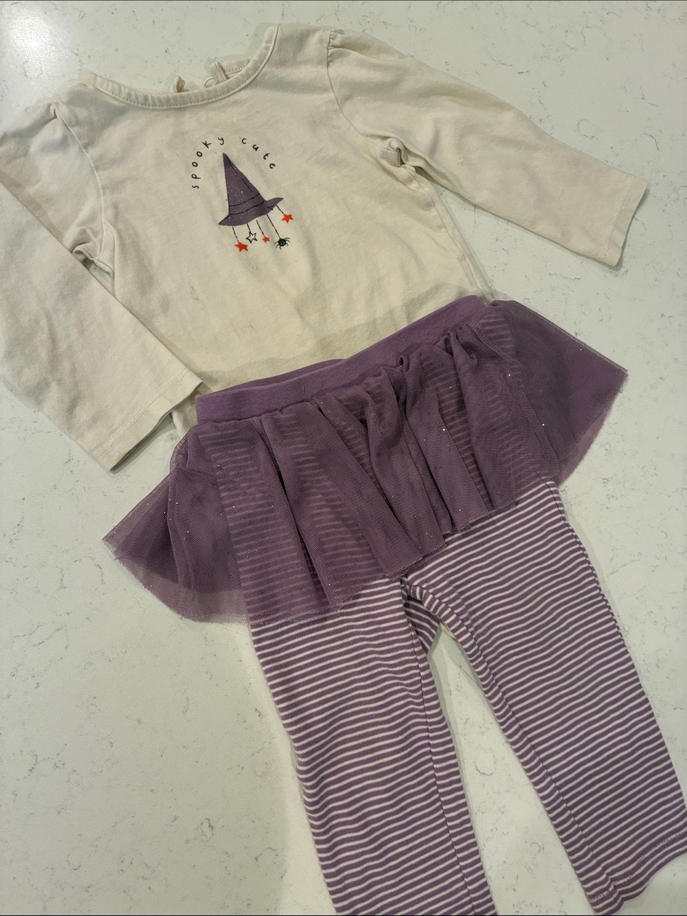 Purple Witch Long Sleeve Onesie and Tutu Legging  Set
